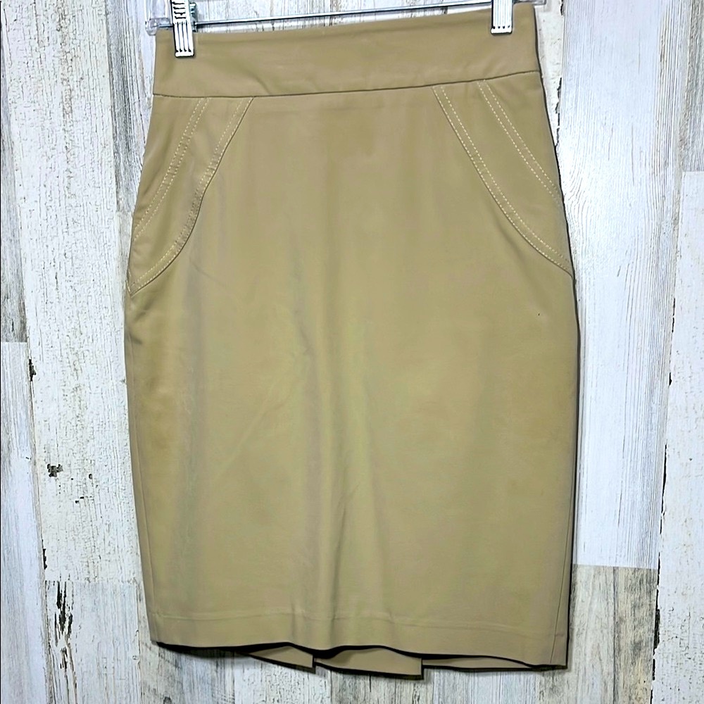 Pink Tartan Tan Pencil Skirt Elegant Style Pleated in Back